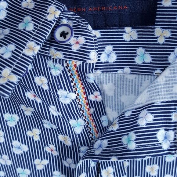 ROBERT GRAHAM Shirt Mens XL Blue Floral Button Up Tailored Fit Stretch SENAN - Picture 7 of 12